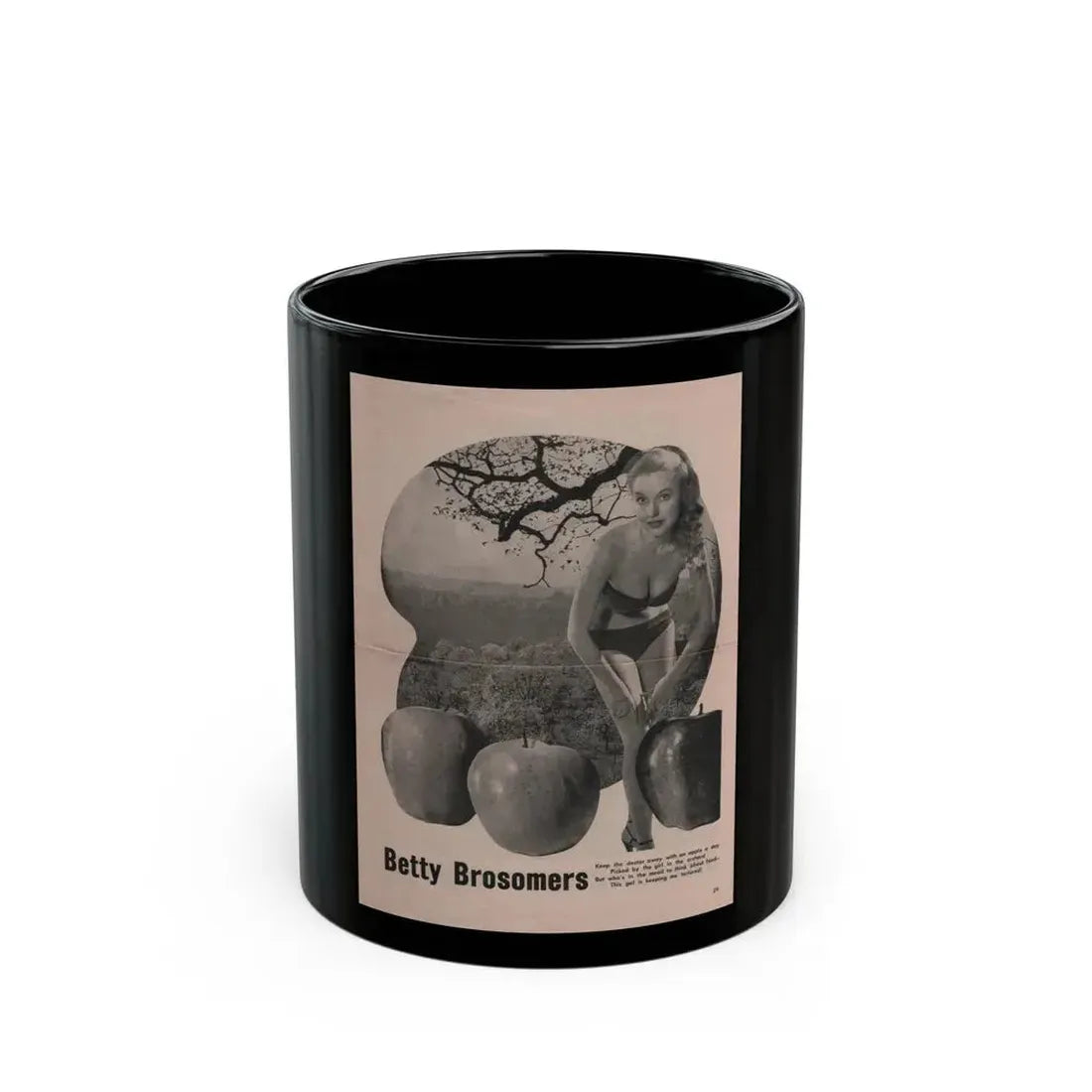 Betty Brosmer #168 - Pin Up Gallery Flyer with, 1 B&W Photo not a Mag. (Vintage Female Icon) Black Coffee Mug 11oz - Go Mug Yourself