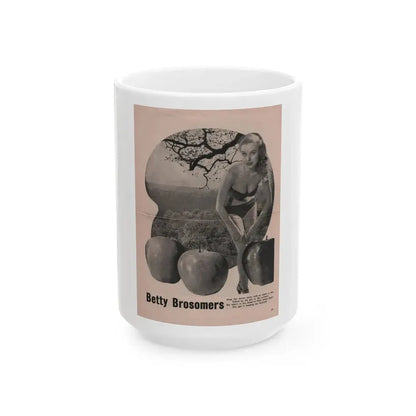 Betty Brosmer #168 - Pin Up Gallery Flyer with, 1 B&W Photo not a Mag. (Vintage Female Icon) White Coffee Mug 15oz - Go Mug Yourself