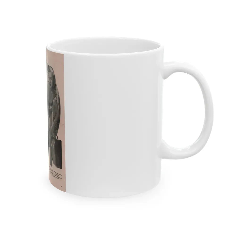 Betty Brosmer #168 - Pin Up Gallery Flyer with, 1 B&W Photo not a Mag. (Vintage Female Icon) White Coffee Mug - Go Mug Yourself