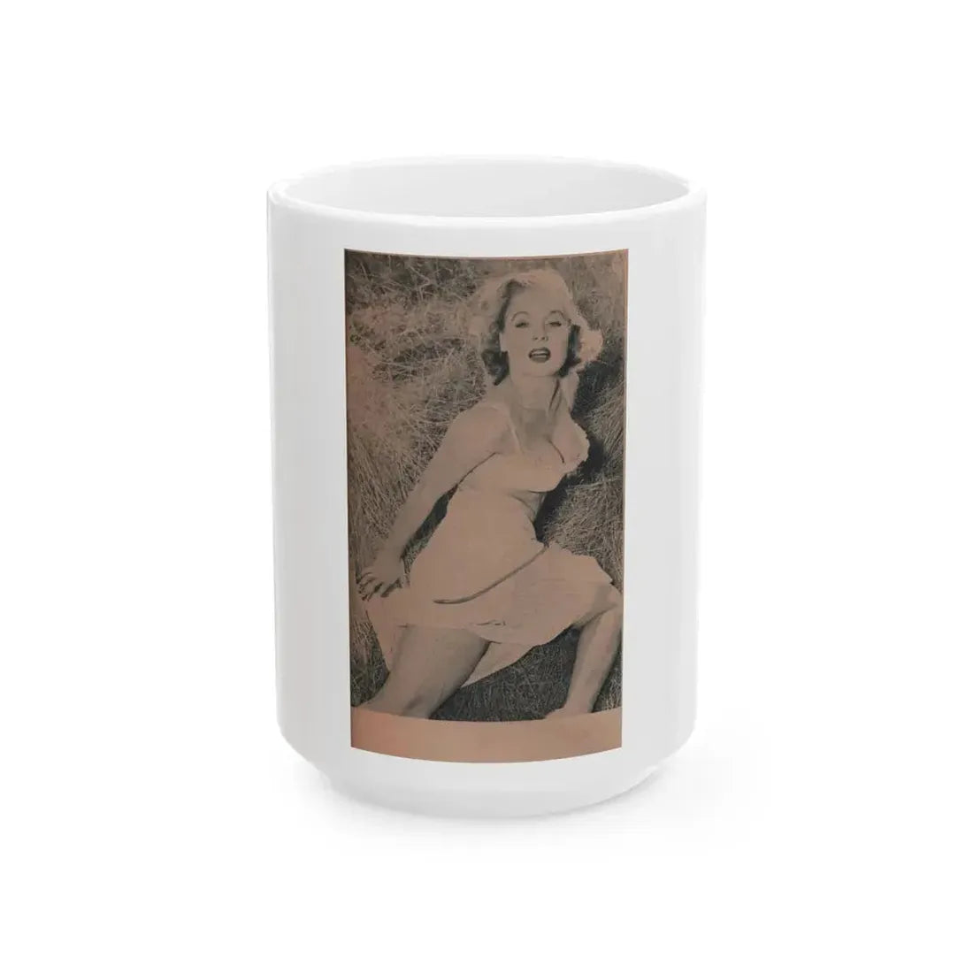 Betty Brosmer #169 - Ace Mag. Dec. '58 - 1 B&W Photo (Vintage Female Icon) White Coffee Mug 15oz - Go Mug Yourself