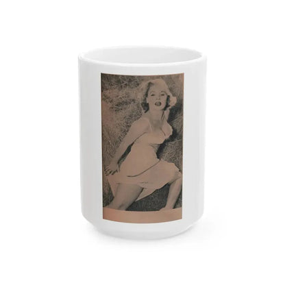 Betty Brosmer #169 - Ace Mag. Dec. '58 - 1 B&W Photo (Vintage Female Icon) White Coffee Mug 15oz - Go Mug Yourself