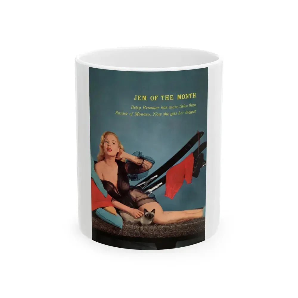 Betty Brosmer #225 (Vintage Female Icon) White Coffee Mug 11oz - Go Mug Yourself