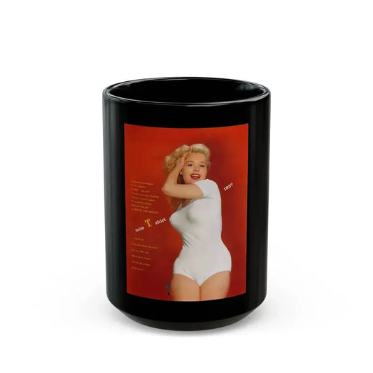 Betty Brosmer #234 - 1 Page Full Color Pin-Up from Jem Mag. May '57 (Vintage Female Icon) Black Coffee Mug 15oz - Go Mug Yourself