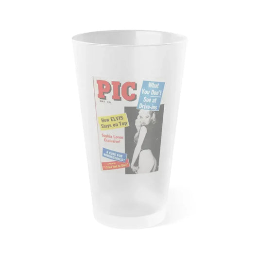 Betty Brosmer #235 - Betty on Cover of PIC Digest Mag. May '57 (Vintage Female Icon) Frosted Pint Glass 16oz 16oz Frosted - Go Mug Yourself