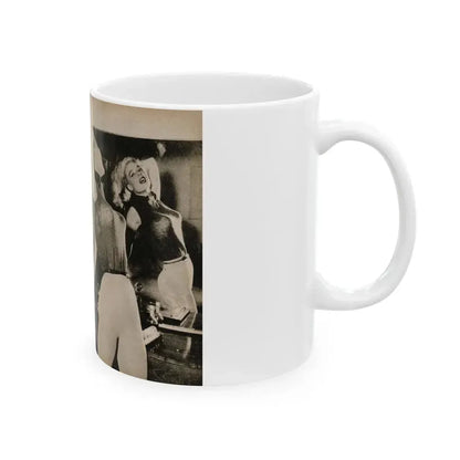 Betty Brosmer #237 - 2 Pages, 2 B&W Photos & Caption from PIC Digest Mag. May '57 (Vintage Female Icon) White Coffee Mug - Go Mug Yourself