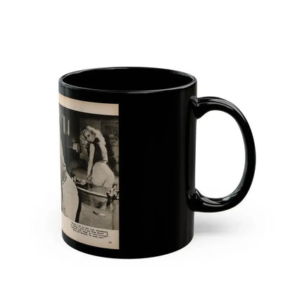 Betty Brosmer #238 - 2 Pages & 2 B&W Photos & Caption from PIC Digest Mag. May '57 (Vintage Female Icon) Black Coffee Mug - Go Mug Yourself