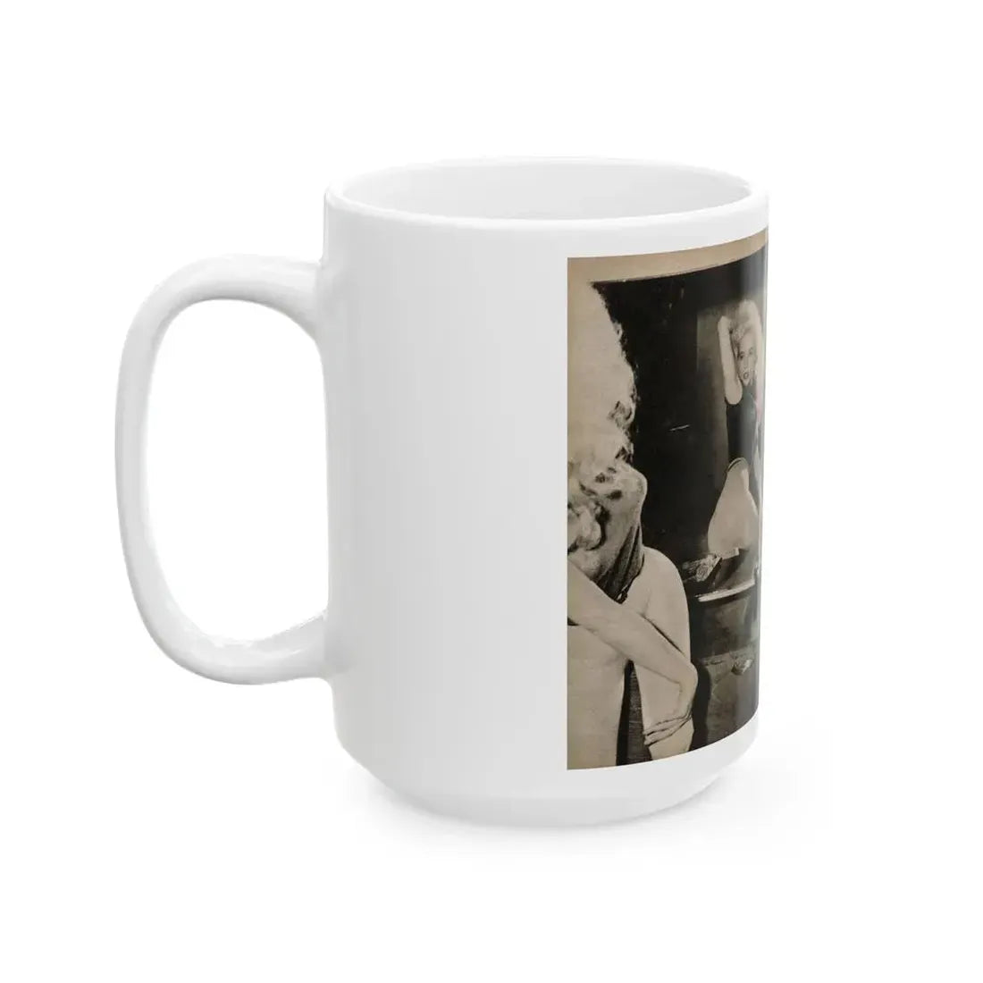 Betty Brosmer #238 - 2 Pages & 2 B&W Photos & Caption from PIC Digest Mag. May '57 (Vintage Female Icon) White Coffee Mug - Go Mug Yourself