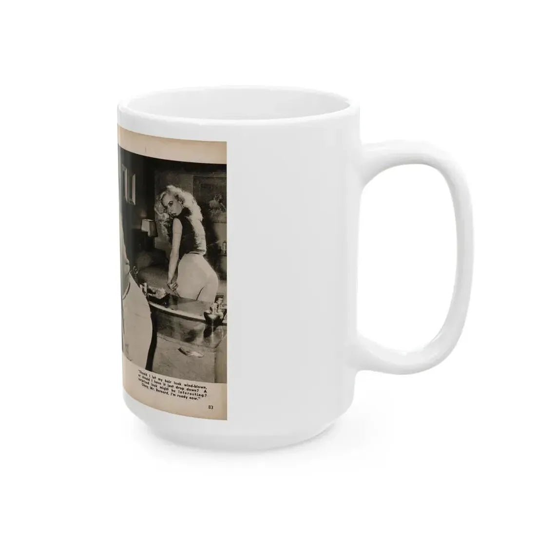 Betty Brosmer #238 - 2 Pages & 2 B&W Photos & Caption from PIC Digest Mag. May '57 (Vintage Female Icon) White Coffee Mug - Go Mug Yourself