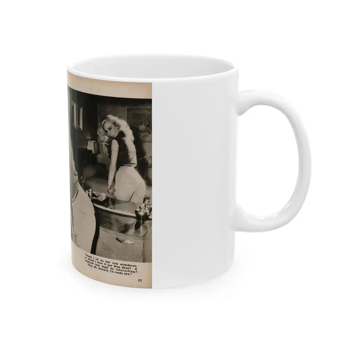 Betty Brosmer #238 - 2 Pages & 2 B&W Photos & Caption from PIC Digest Mag. May '57 (Vintage Female Icon) White Coffee Mug - Go Mug Yourself