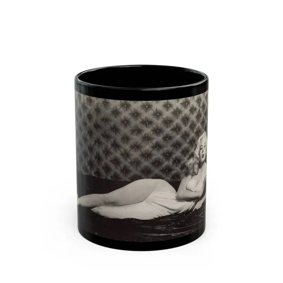 Betty Brosmer #239 - Index has 1 B&W Photo of Betty from Jem Mag. Vol. 1 #01 Nov. '56 (Vintage Female Icon) Black Coffee Mug 11oz - Go Mug Yourself