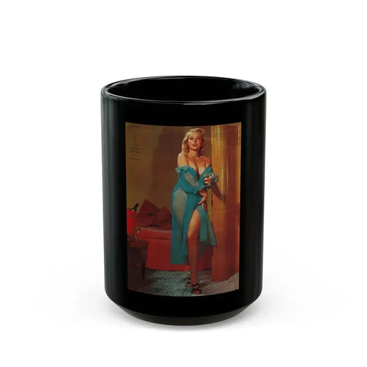 Betty Brosmer #240 - Color Full Body Centerfold Photo of Betty from Jem Mag. Vol. 1 #01 Nov. '56 (Vintage Female Icon) Black Coffee Mug 15oz - Go Mug Yourself