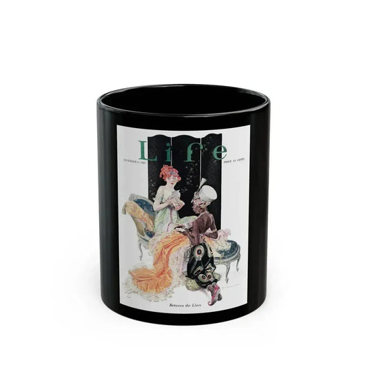 Between the Lines, Life Magazine cover, December 8, 1921 - Black Coffee Mug 11oz - Go Mug Yourself