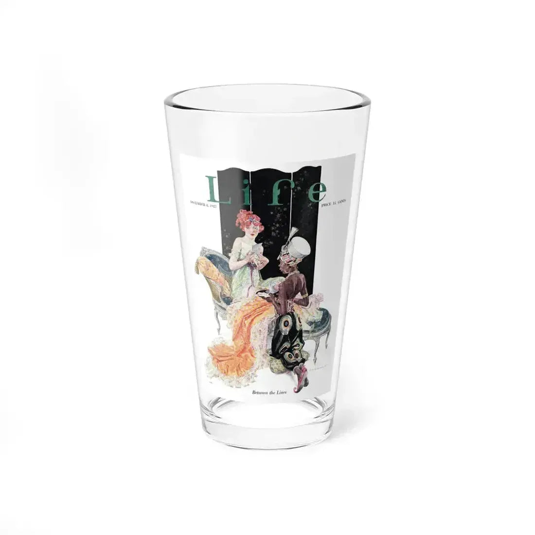 Between the Lines, Life Magazine cover, December 8, 1921 (Magazine Illustration) Pint Glass 16oz 16oz - Go Mug Yourself