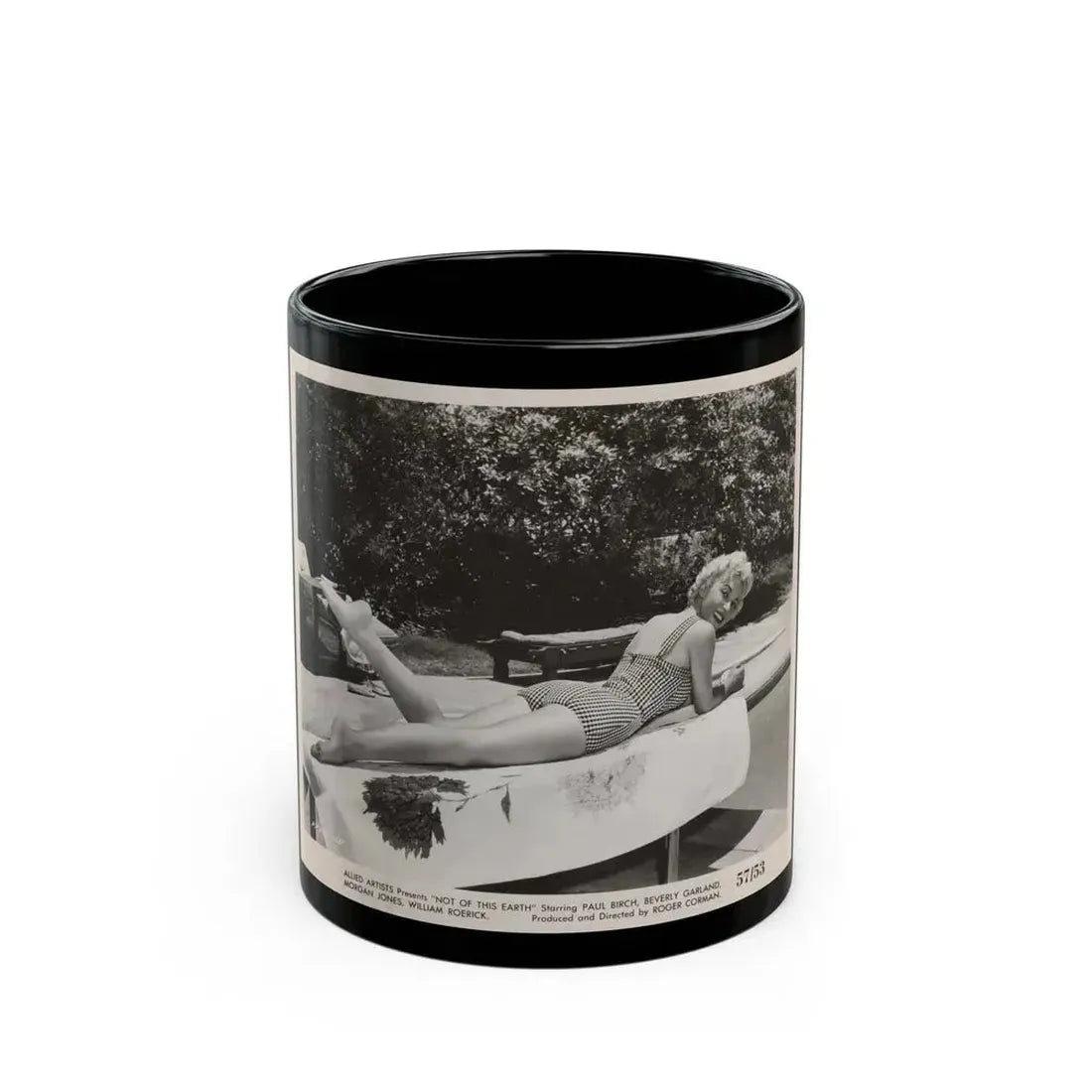 Beverly Garland #110 - 8x10 Vintage B&W 1-Piece Swimsuit Cheesecake Promo Photo from ''Not Of This Earth'' '57 (Vintage Female Icon) Black Coffee Mug 11oz - Go Mug Yourself