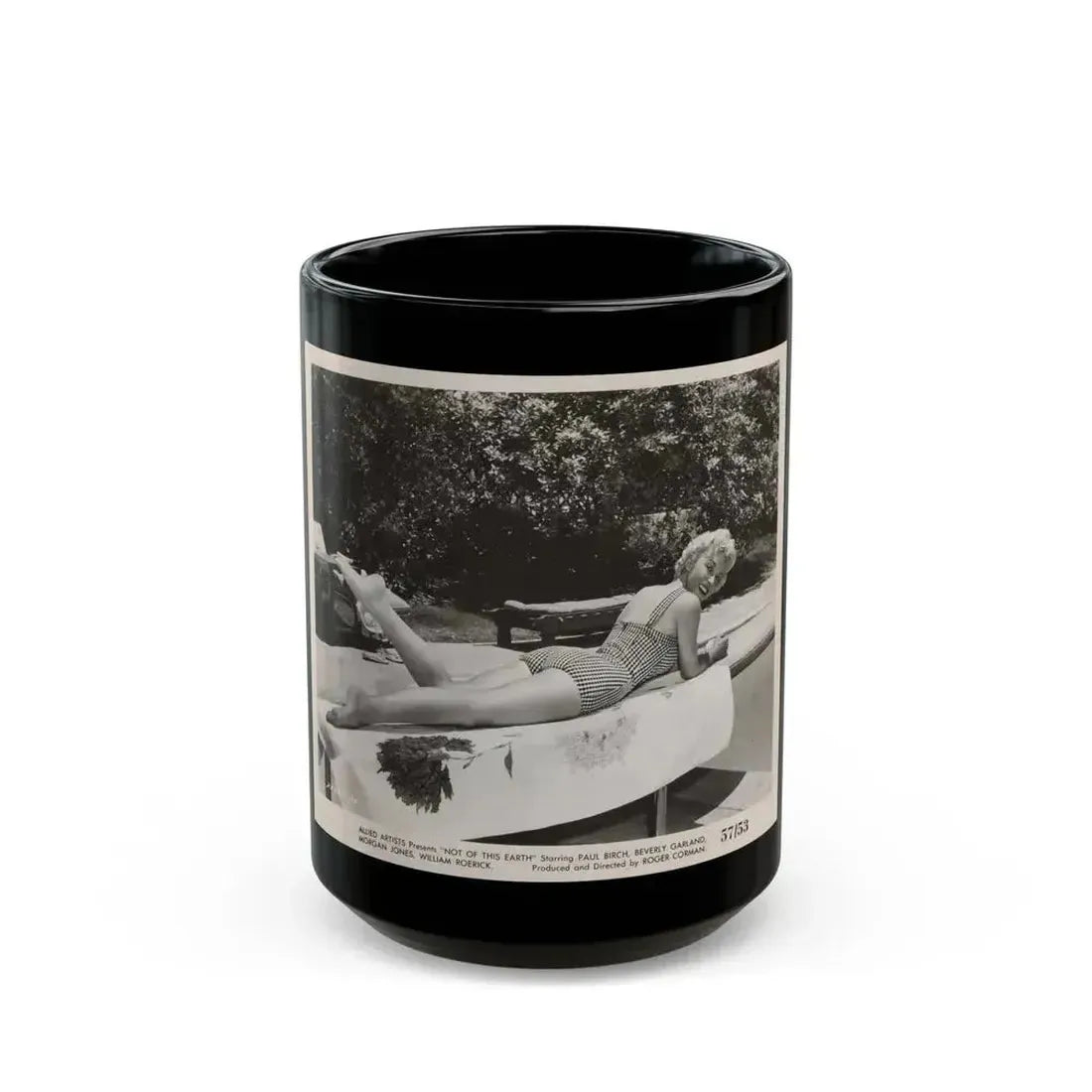 Beverly Garland #110 - 8x10 Vintage B&W 1-Piece Swimsuit Cheesecake Promo Photo from ''Not Of This Earth'' '57 (Vintage Female Icon) Black Coffee Mug 15oz - Go Mug Yourself
