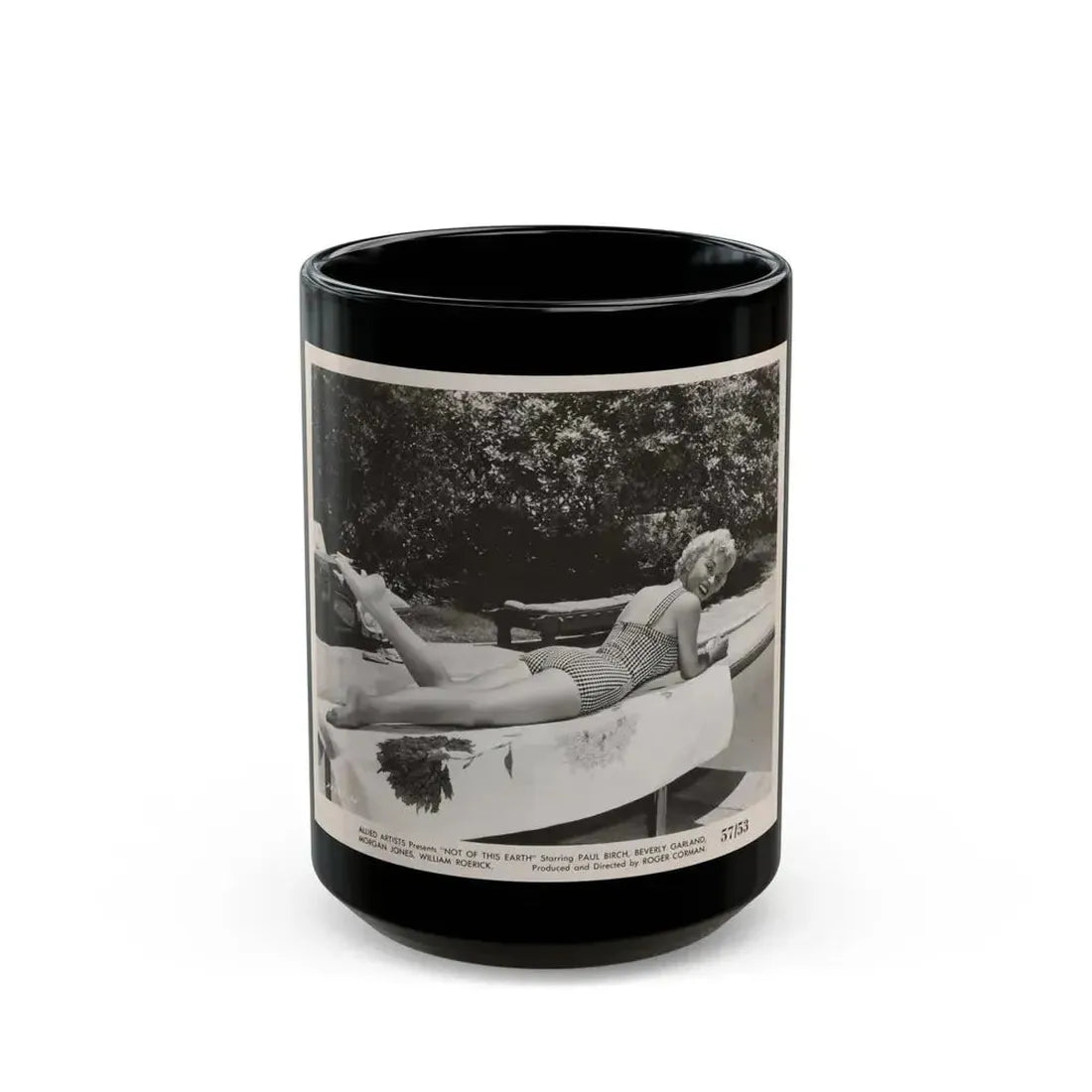 Beverly Garland #110 - 8x10 Vintage B&W 1-Piece Swimsuit Cheesecake Promo Photo from ''Not Of This Earth'' '57 (Vintage Female Icon) Black Coffee Mug 15oz - Go Mug Yourself