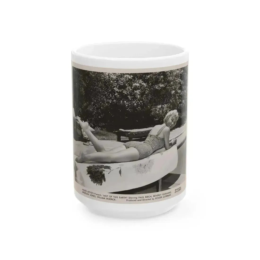 Beverly Garland #110 - 8x10 Vintage B&W 1-Piece Swimsuit Cheesecake Promo Photo from ''Not Of This Earth'' '57 (Vintage Female Icon) White Coffee Mug 15oz - Go Mug Yourself