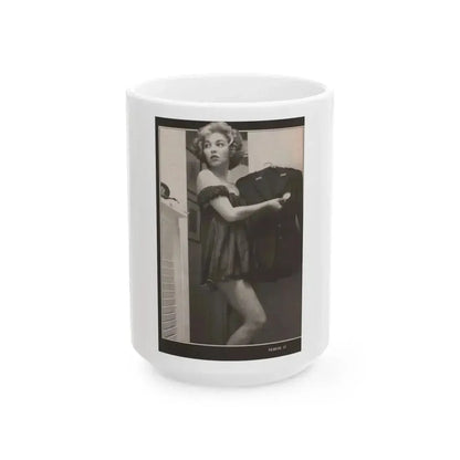 Beverly Garland #121 - Filmfax Mag. Issue #60 Spring '97 - 1 B&W Photo (Vintage Female Icon) White Coffee Mug 15oz - Go Mug Yourself