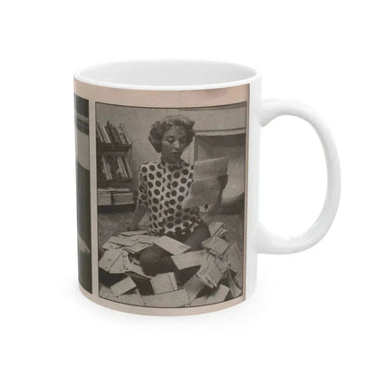 Beverly Garland #123 - Filmfax Mag. Issue #60 Spring '97 - 2 B&W Photos (Vintage Female Icon) White Coffee Mug - Go Mug Yourself