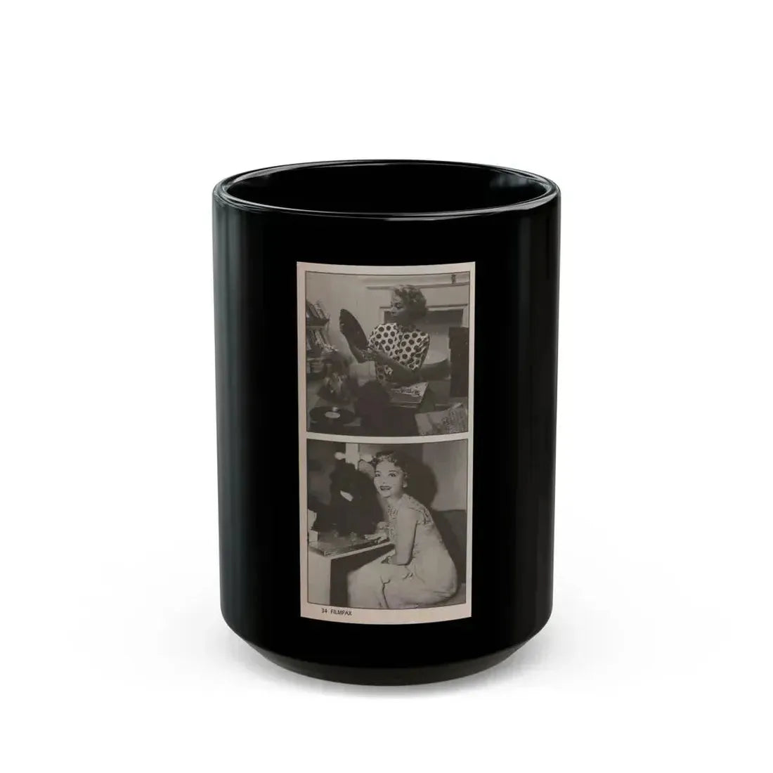 Beverly Garland #124 - Filmfax Mag. Issue #60 Spring '97 - 2 B&W Photos (Vintage Female Icon) Black Coffee Mug 15oz - Go Mug Yourself