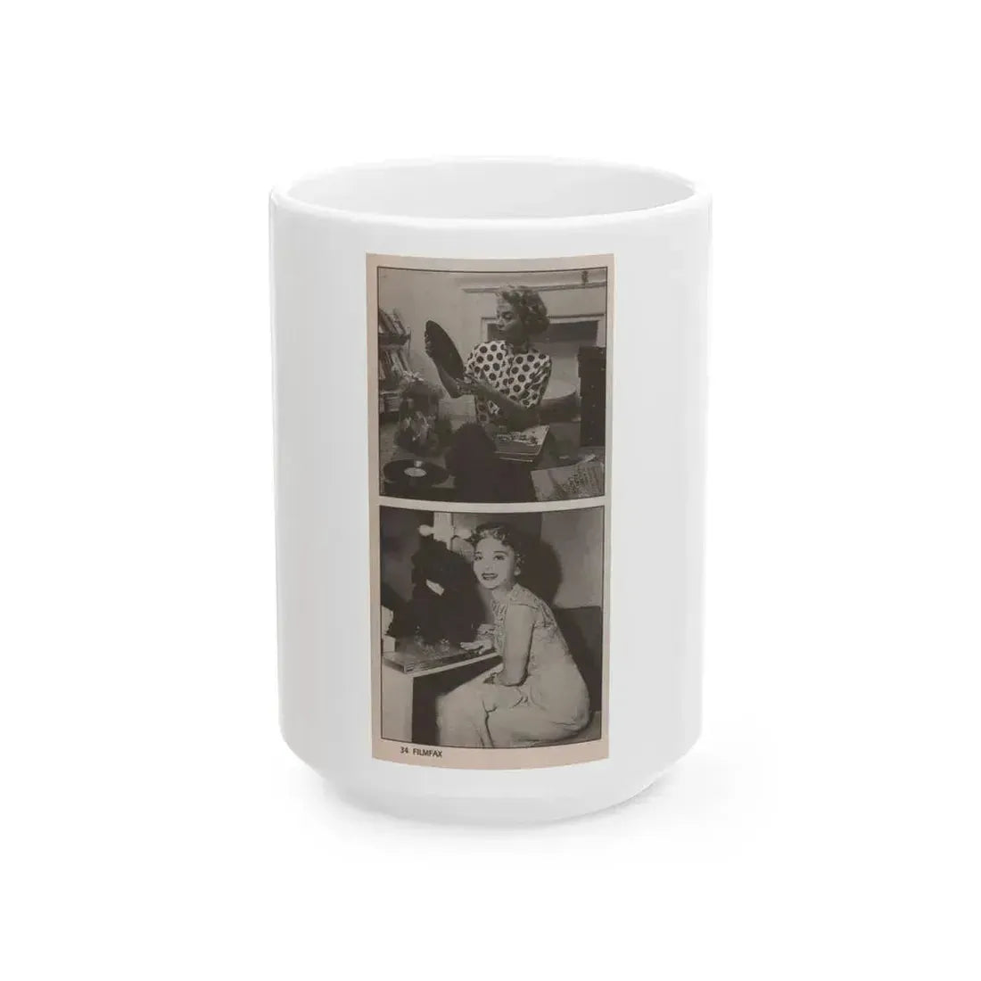 Beverly Garland #124 - Filmfax Mag. Issue #60 Spring '97 - 2 B&W Photos (Vintage Female Icon) White Coffee Mug 15oz - Go Mug Yourself