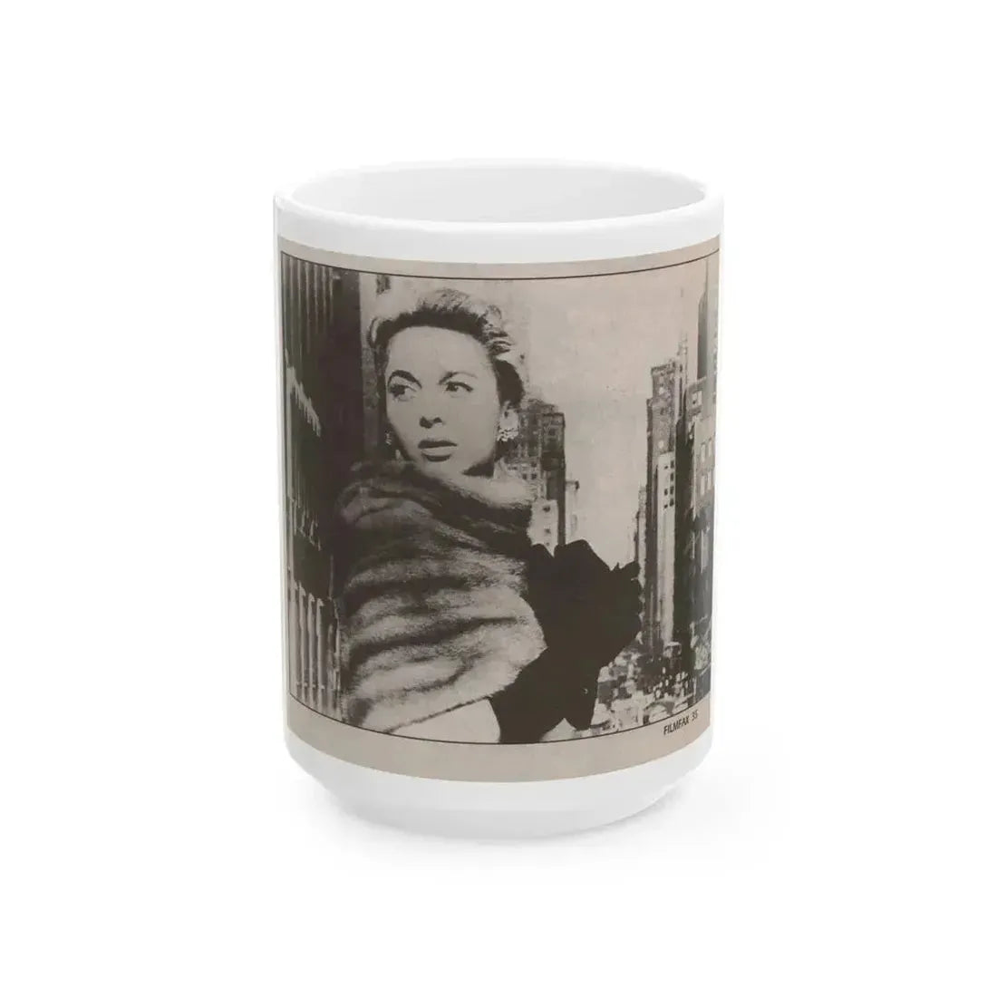 Beverly Garland #125 - Filmfax Mag. Issue #60 Spring '97 - 1 B&W Photo (Vintage Female Icon) White Coffee Mug 15oz - Go Mug Yourself