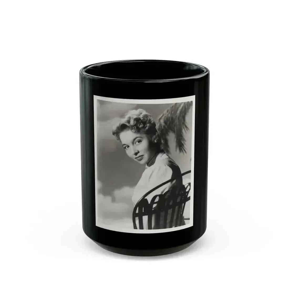 Beverly Garland #129 - 8x10 B&W Glamour Portrait (Vintage Female Icon) Black Coffee Mug 15oz - Go Mug Yourself