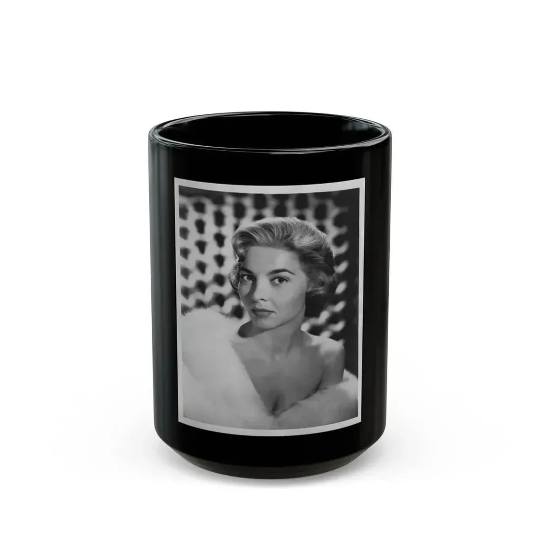 Beverly Garland #32 - 7x9 Vintage B&W Head & Shoulder Glamour Promo Photo from 9-3-57_1 (Vintage Female Icon) Black Coffee Mug 15oz - Go Mug Yourself