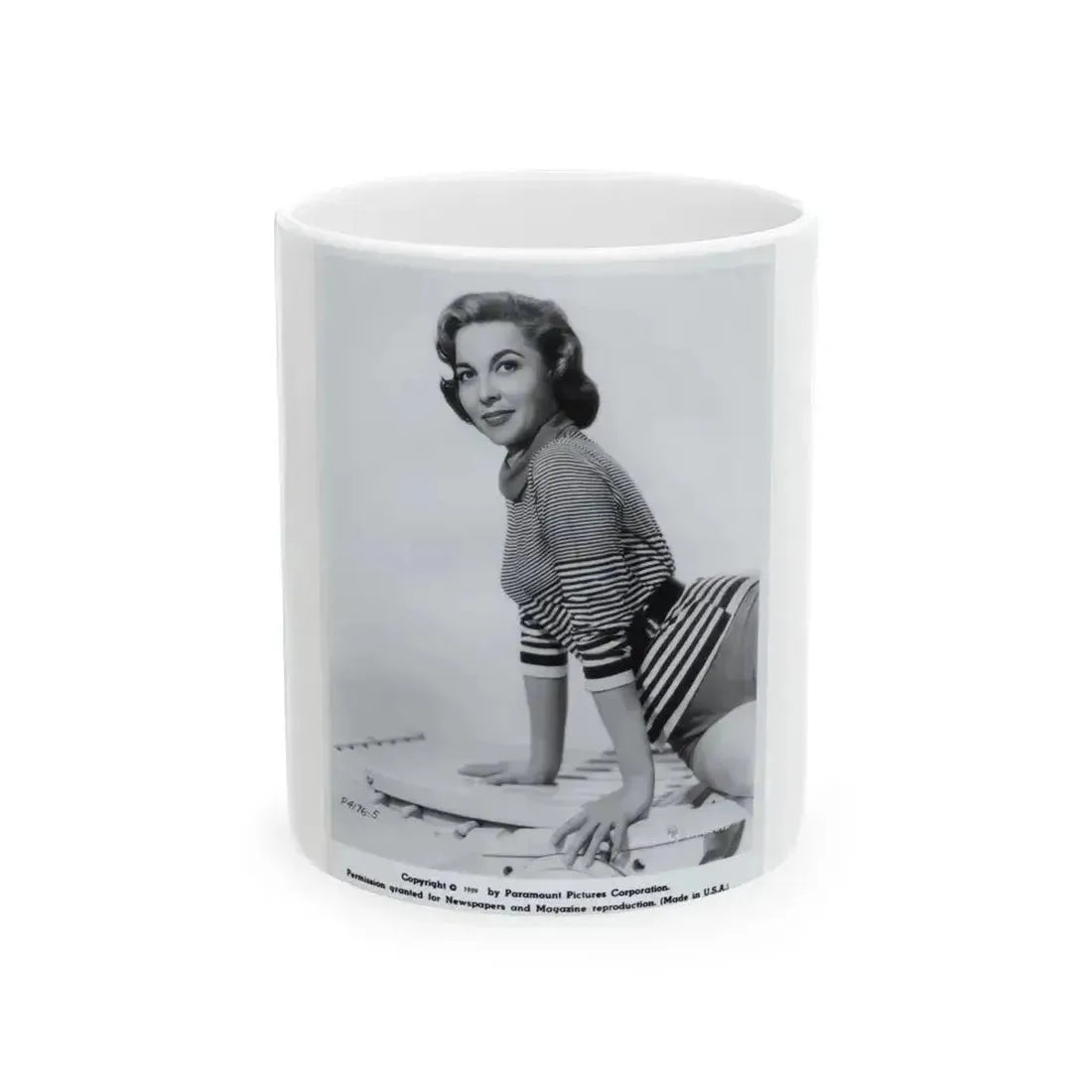 Beverly Garland #71 - B&W 1959 Paramount Original Glamour Photo (Vintage Female Icon) White Coffee Mug 11oz - Go Mug Yourself