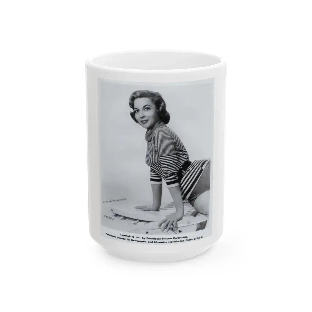 Beverly Garland #71 - B&W 1959 Paramount Original Glamour Photo (Vintage Female Icon) White Coffee Mug 15oz - Go Mug Yourself