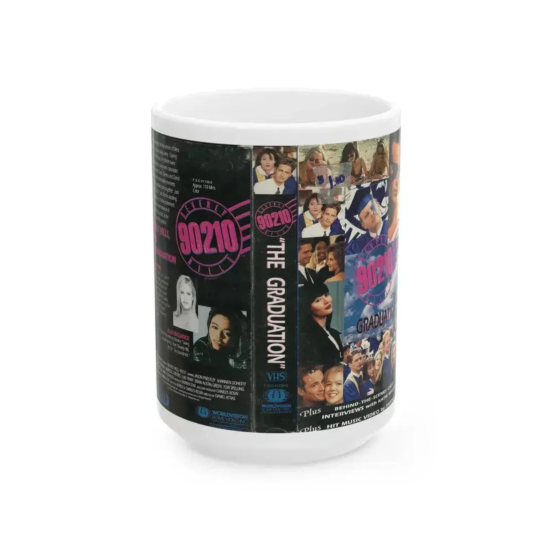 BEVERLY HILLS 90210 THE GRADUATION (VHS COVER) - White Coffee Mug 15oz - Go Mug Yourself
