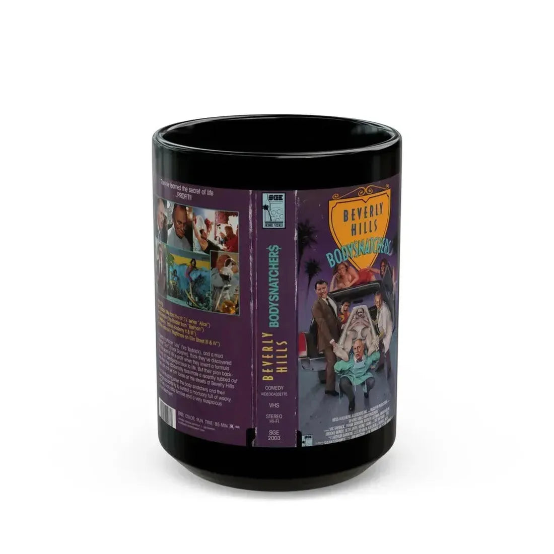 BEVERLY HILLS BODYSNATCHERS (VHS COVER) - Black Coffee Mug 15oz - Go Mug Yourself