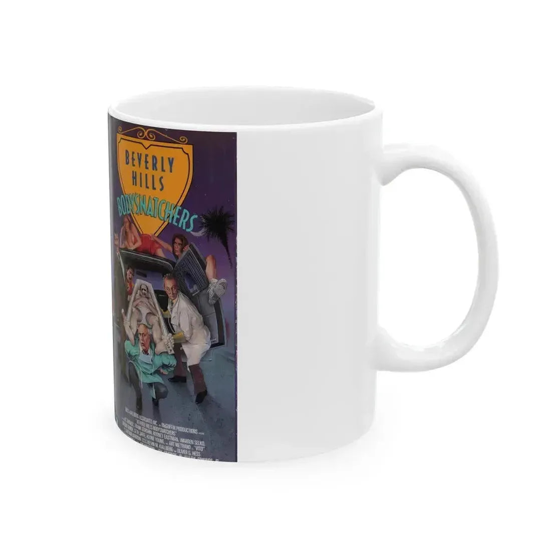 BEVERLY HILLS BODYSNATCHERS (VHS COVER) - White Coffee Mug - Go Mug Yourself