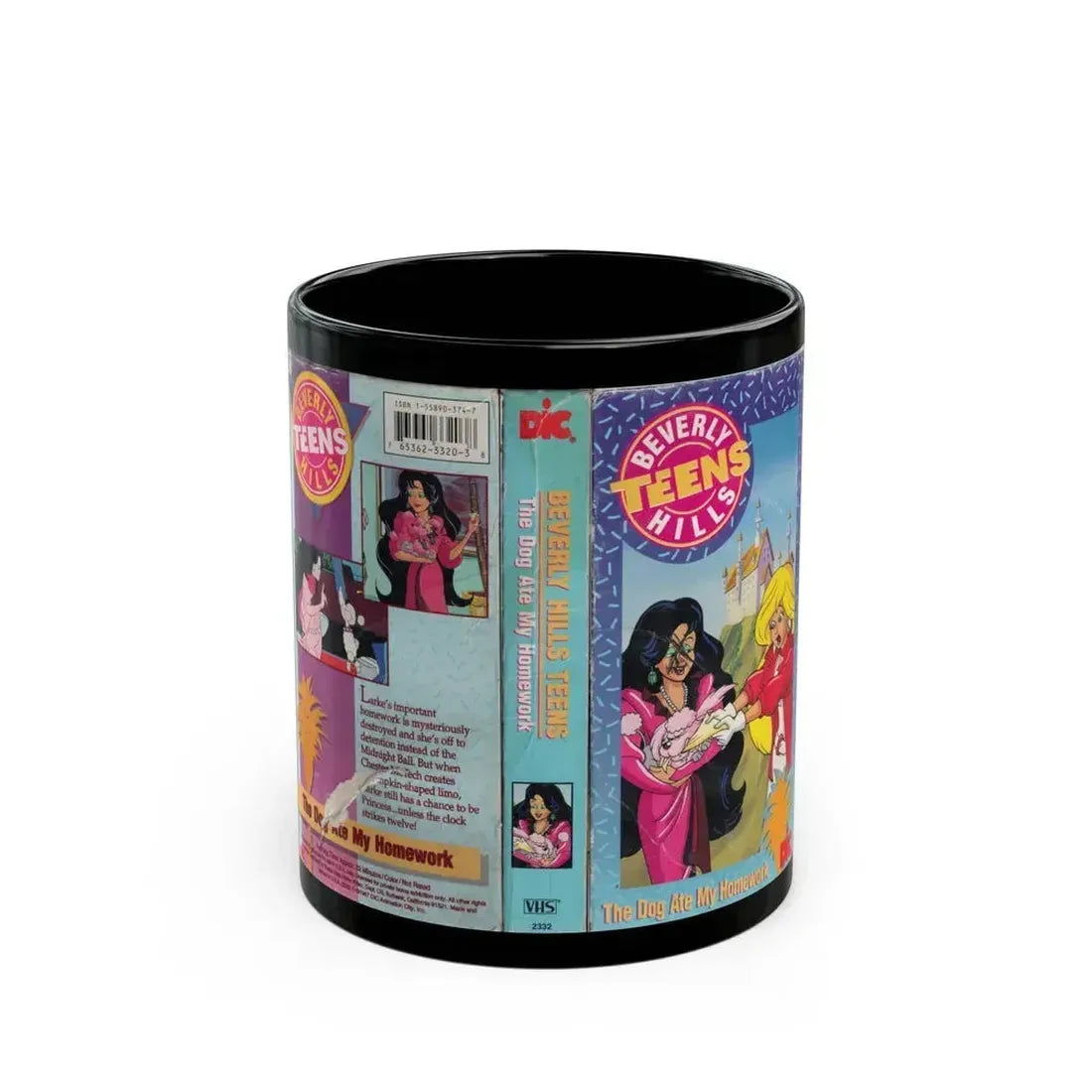 Beverly Hills Teens Cartoon VHS The Dog Ate My Homework (VHS COVER) - Black Coffee Mug 11oz - Go Mug Yourself