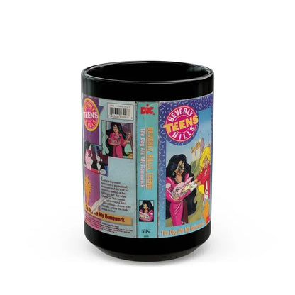Beverly Hills Teens Cartoon VHS The Dog Ate My Homework (VHS COVER) - Black Coffee Mug 15oz - Go Mug Yourself