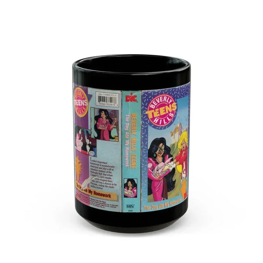 Beverly Hills Teens Cartoon VHS The Dog Ate My Homework (VHS COVER) - Black Coffee Mug 15oz - Go Mug Yourself
