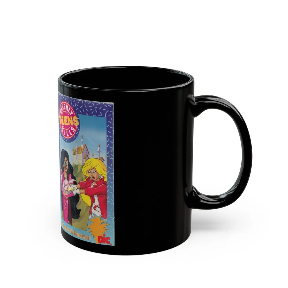 Beverly Hills Teens Cartoon VHS The Dog Ate My Homework (VHS COVER) - Black Coffee Mug-Go Mug Yourself