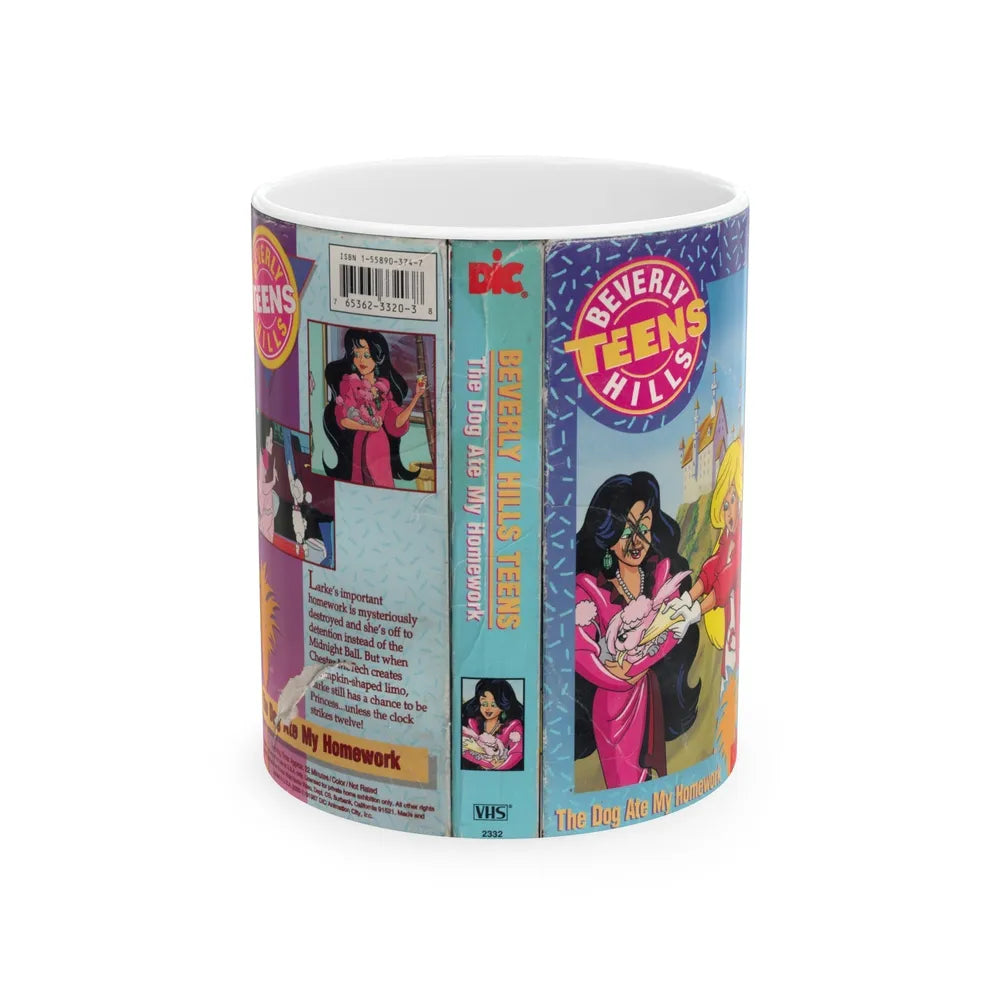 Beverly Hills Teens Cartoon VHS The Dog Ate My Homework (VHS COVER) - White Coffee Mug-11oz-Go Mug Yourself