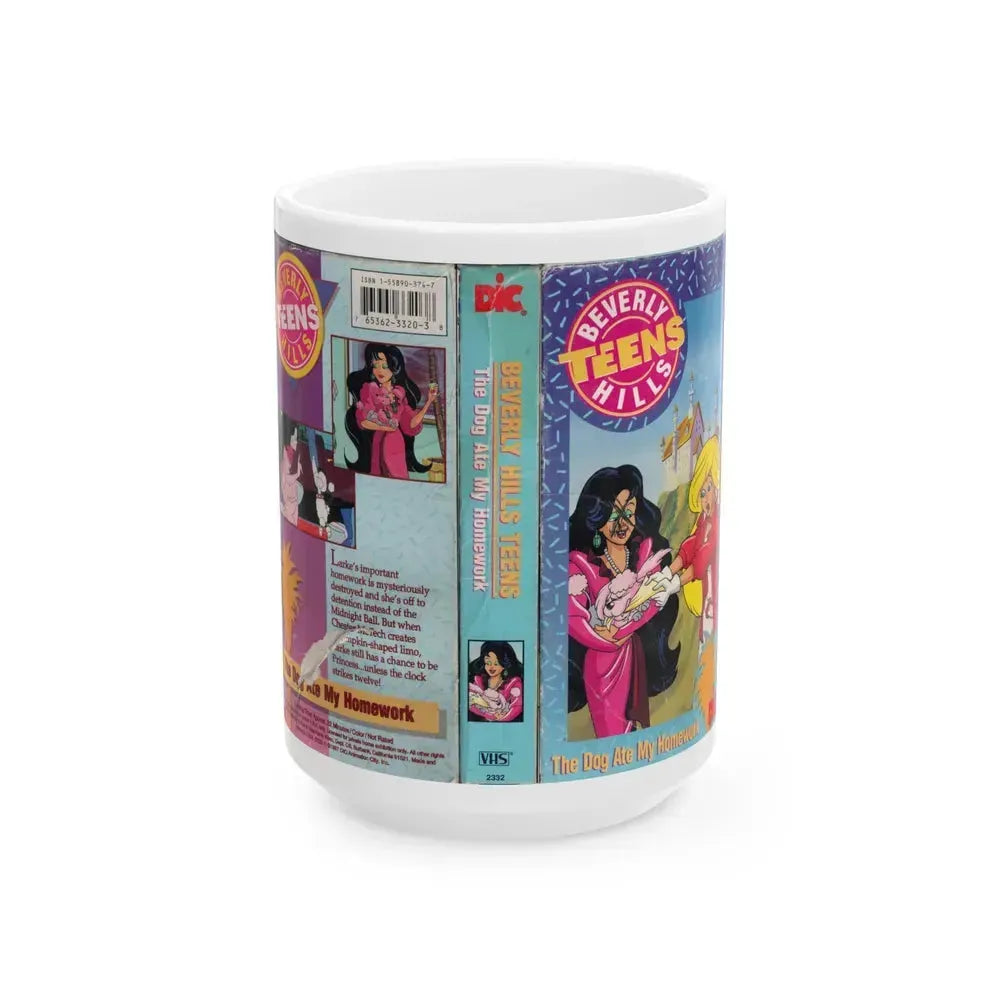 Beverly Hills Teens Cartoon VHS The Dog Ate My Homework (VHS COVER) - White Coffee Mug 15oz - Go Mug Yourself