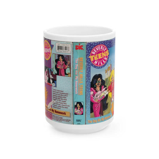 Beverly Hills Teens Cartoon VHS The Dog Ate My Homework (VHS COVER) - White Coffee Mug-15oz-Go Mug Yourself