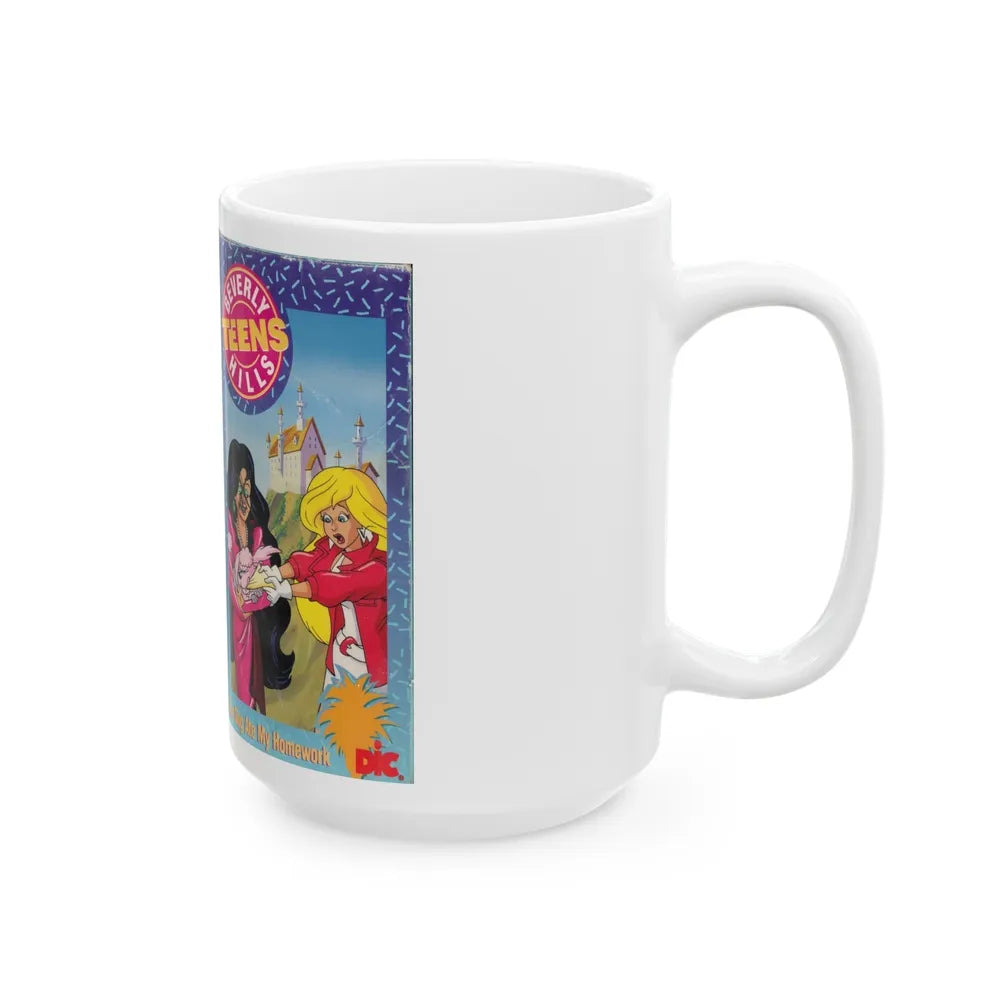 Beverly Hills Teens Cartoon VHS The Dog Ate My Homework (VHS COVER) - White Coffee Mug-Go Mug Yourself