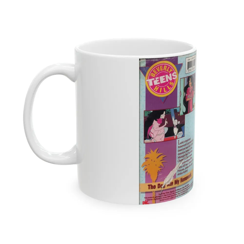 Beverly Hills Teens Cartoon VHS The Dog Ate My Homework (VHS COVER) - White Coffee Mug-Go Mug Yourself