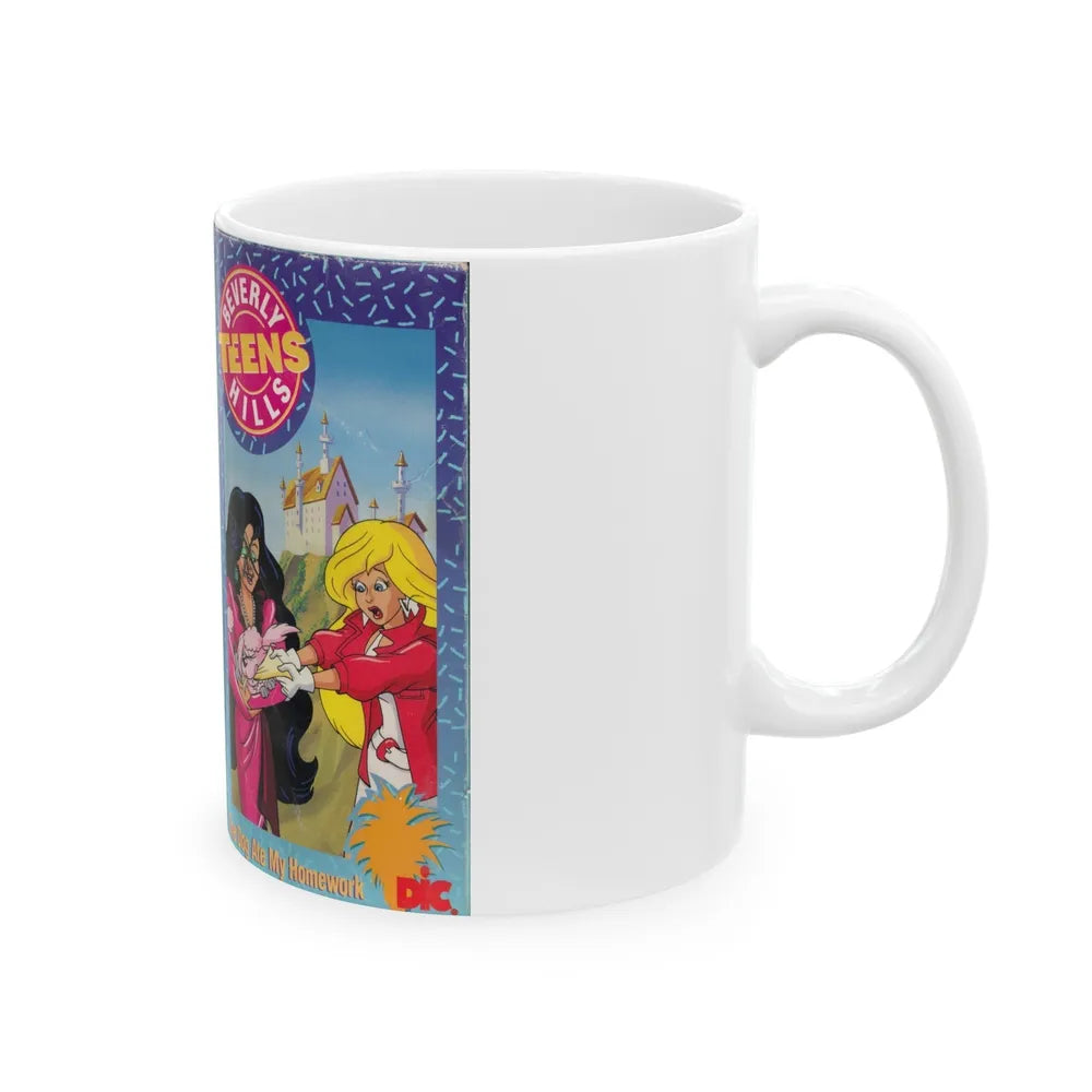 Beverly Hills Teens Cartoon VHS The Dog Ate My Homework (VHS COVER) - White Coffee Mug-Go Mug Yourself