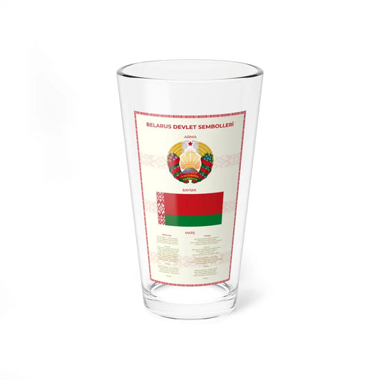 Beyaz Rusyanın Milli Sembolleri (Belarus) (Coat of Arms) Pint Glass 16oz 16oz - Go Mug Yourself