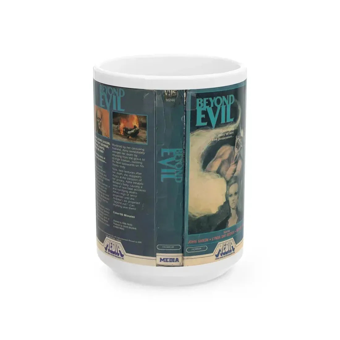 BEYOND EVIL (VHS COVER) - White Coffee Mug 15oz - Go Mug Yourself