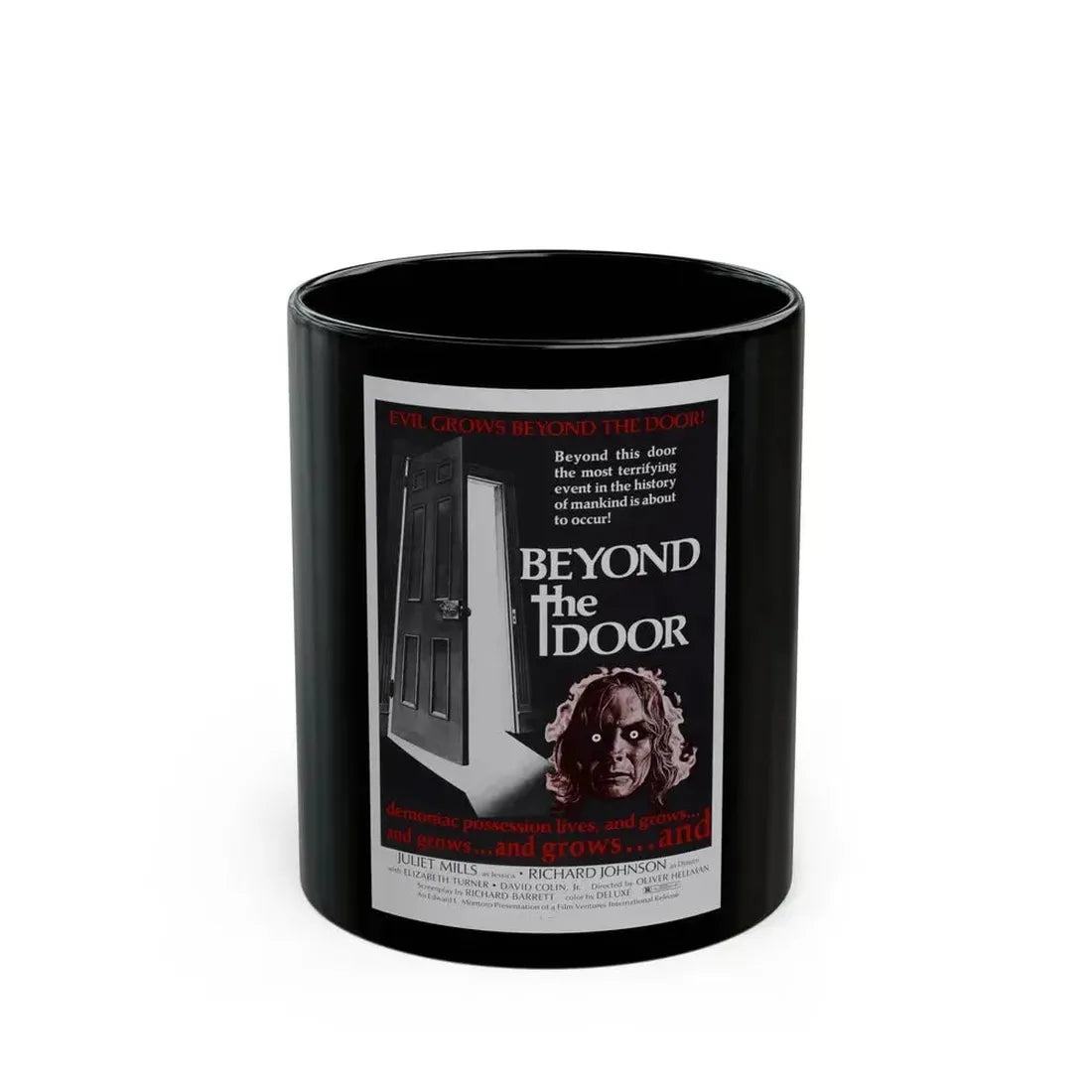 BEYOND THE DOOR 1974 Movie Poster - Black Coffee Mug 11oz - Go Mug Yourself