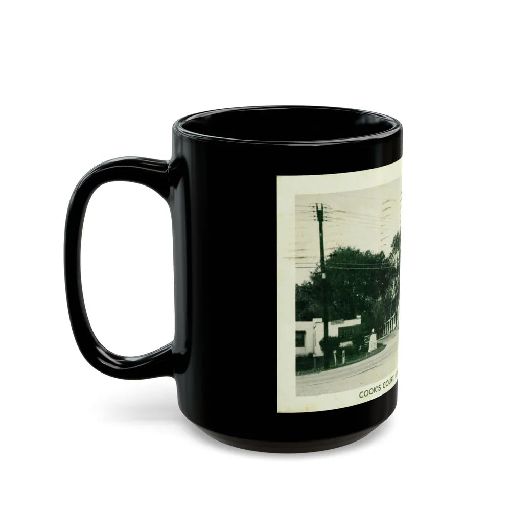 Cooks Court East of Tulsa on U S Highway 66 (Greeting Postcards) Black Coffee Mug-Go Mug Yourself