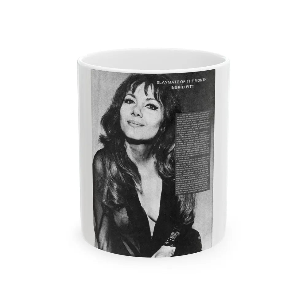 Ingrid Pitt #137 (Vintage Female Icon) White Coffee Mug-11oz-Go Mug Yourself