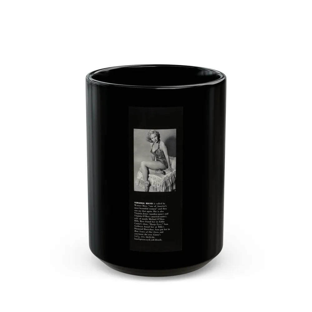 Virginia Mayo #224 - Modern Screen Pin-Ups Magazine Issue #01 (Vintage Female Icon) Black Coffee Mug-15oz-Go Mug Yourself