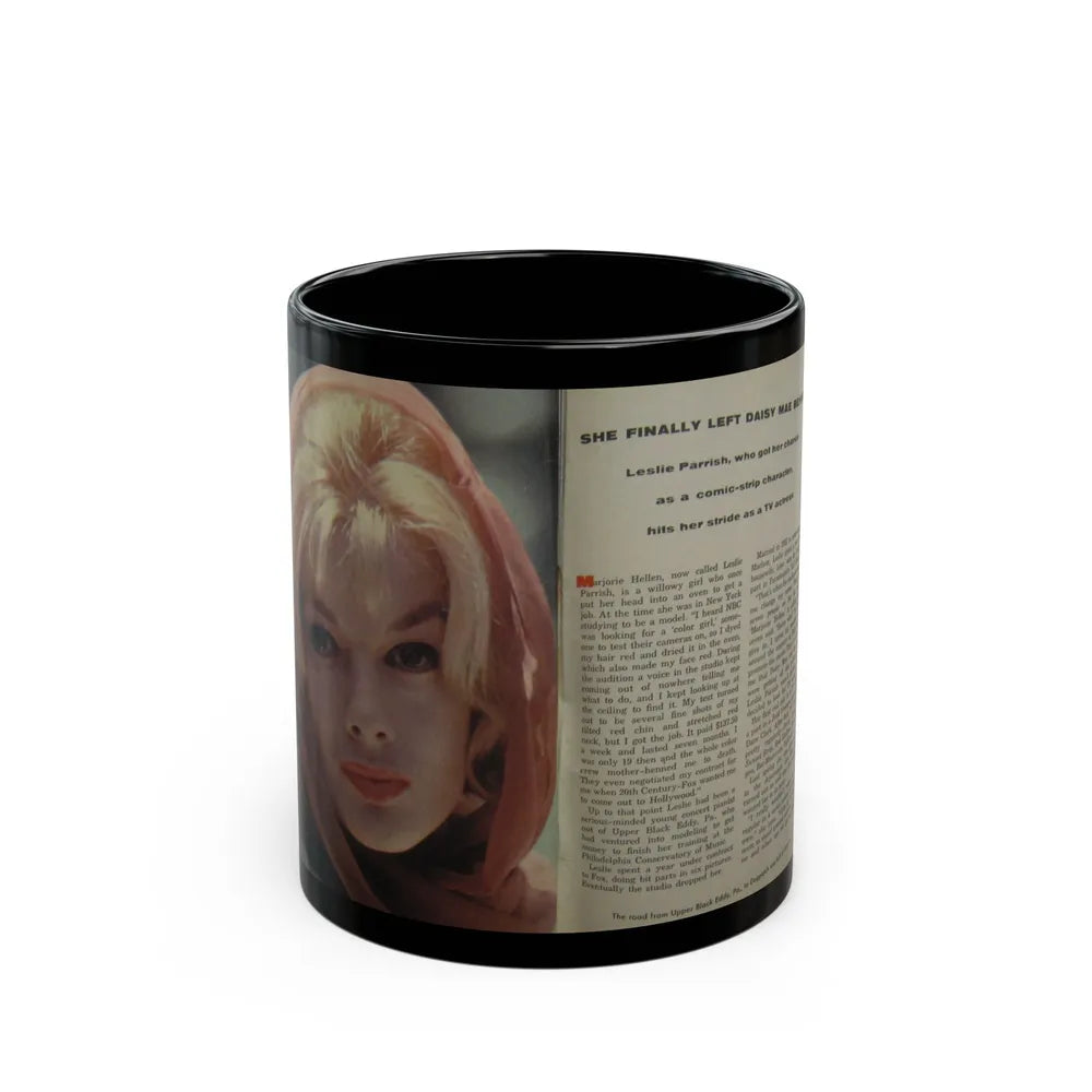 Leslie Parrish #112 (Vintage Female Icon) Black Coffee Mug-11oz-Go Mug Yourself